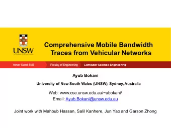 Comprehensive Mobile Bandwidth  Traces from Vehicular Networks  Computer Science Engineering  Ayub