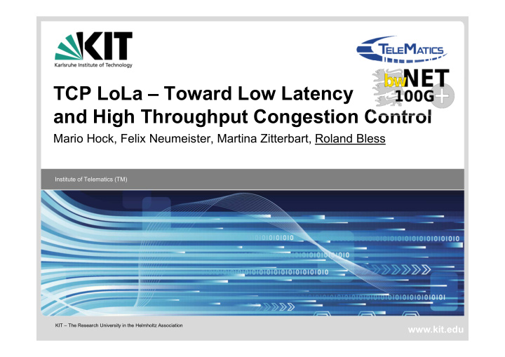 tcp lola toward low latency and high throughput