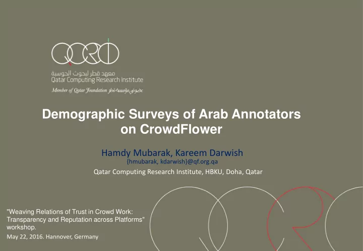 demographic surveys of arab annotators on crowdflower