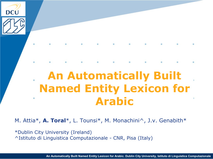 an automatically built named entity lexicon for arabic