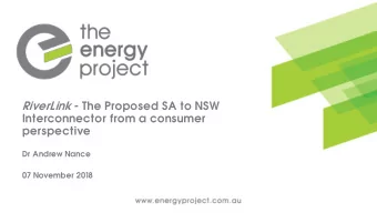 perspective  Dr Andrew Nance  07 November 2018  Agenda  The Interconnector Proposal  The