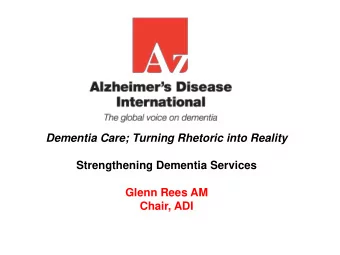 Dementia in Australia  A lot has happened!  2004 the Dementia Initiative ($320m over  5 years)