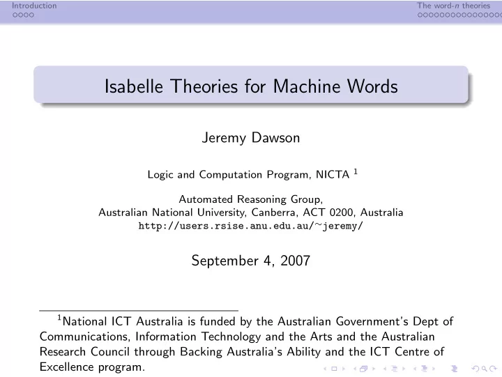 isabelle theories for machine words