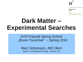 Dark Matter   Experimental Searches  XVIII Frascati Spring School  Bruno Touschek