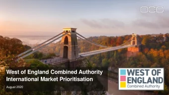 West of England Combined Authority  International Market Prioritisation  August 2020  Introduction