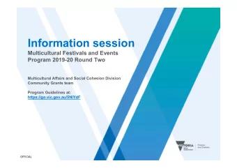 Information session  Multicultural Festivals and Events  Program 2019-20 Round Two  Multicultural
