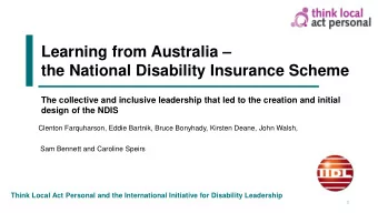 Learning from Australia   the National Disability Insurance Scheme  The collective and inclusive
