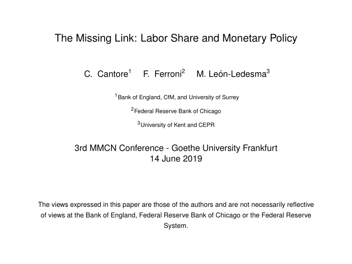 the missing link labor share and monetary policy
