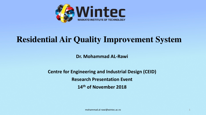 residential air quality improvement system