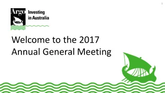 Annual General Meeting  2  Summary of financial results  for the year ended 30 June 2017 2017 2016