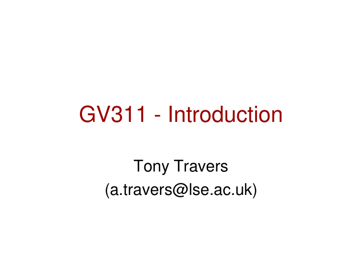 gv311 introduction