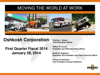 Patrick N. Davidson  Vice President, Investor Relations  Forward-Looking Statements This