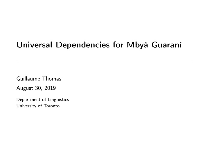universal dependencies for mby guaran