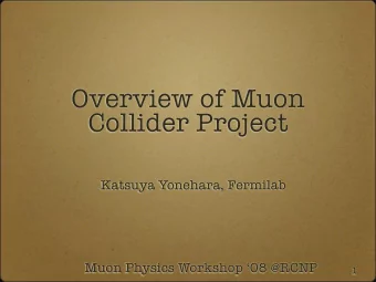 Overview of Muon  Collider Project  Katsuya Yonehara, Fermilab  Muon Physics Workshop 08 @RCNP