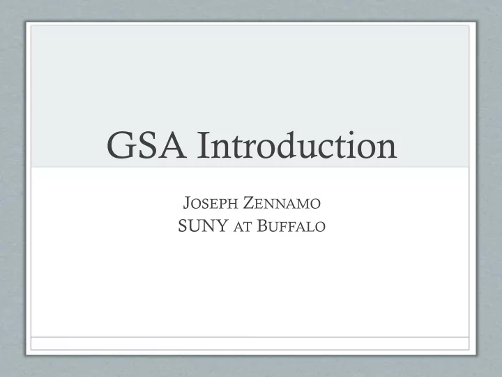 gsa introduction