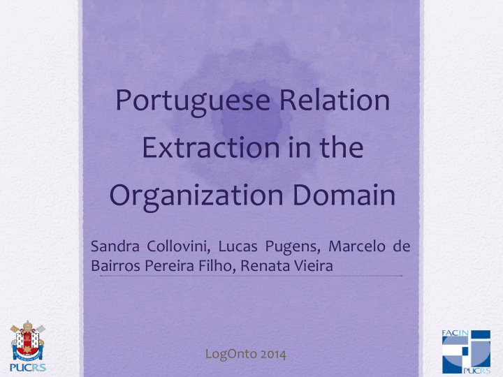 portuguese relation extraction in the organization domain