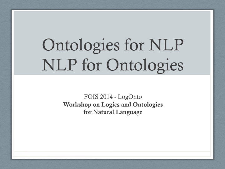 ontologies for nlp nlp for ontologies