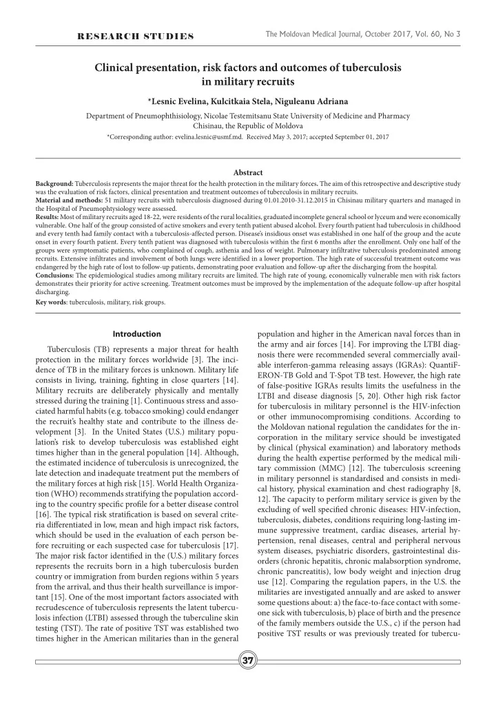 clinical presentation risk factors and outcomes of