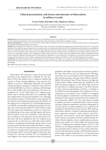 Clinical presentation, risk factors and outcomes of tuberculosis  in military recruits  *Lesnic