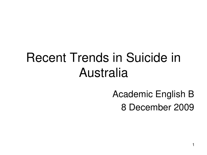 recent trends in suicide in australia