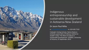 entrepreneurship and  sustainable development  in Aotearoa New Zealand  Dr Jason Paul Mika  e: