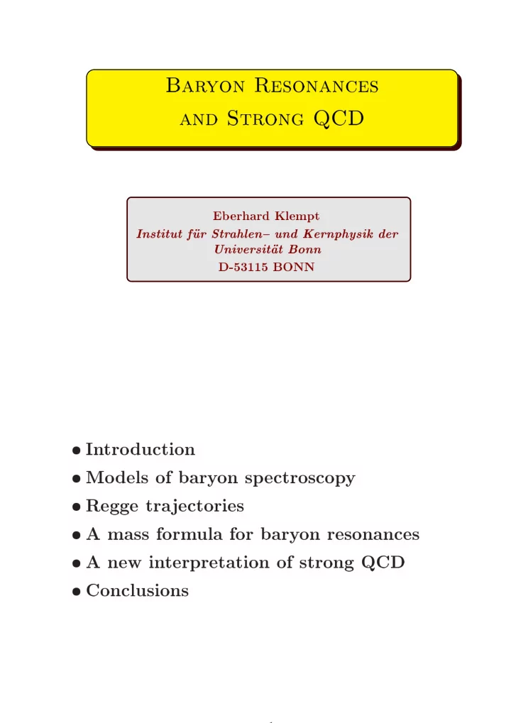 bar yon resonan es and str ong qcd eb erhard klempt