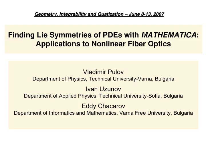 finding lie symmetries of pdes with mathematica