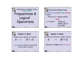 Propositions &amp;  Example:  There are 5 regular solids.  6  Logical  True  False  Operations