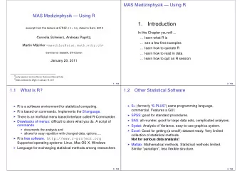 1.  Introduction excerpt from the lecture at ETHZ (1V + 1U) , Autumn Sem. 2010  In this Chapter you