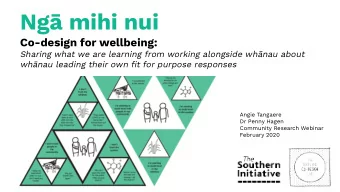 Ng mihi nui  Co-design for wellbeing:  Sharing what we are learning from working alongside