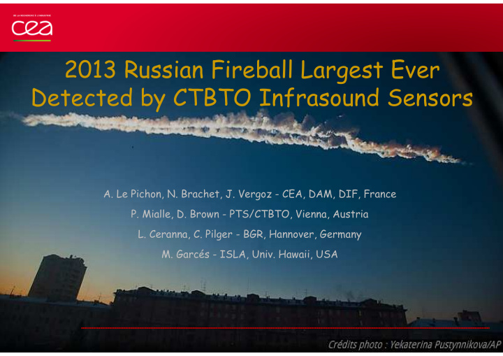 2013 russian fireball largest ever detected by ctbto