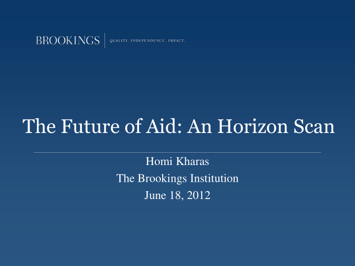 the future of aid an horizon scan