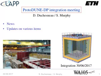 ProtoDUNE-DP integration meeting  D. Duchesneau / S. Murphy   News   Updates on various items