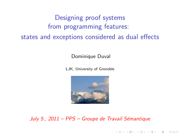 designing proof systems from programming features states