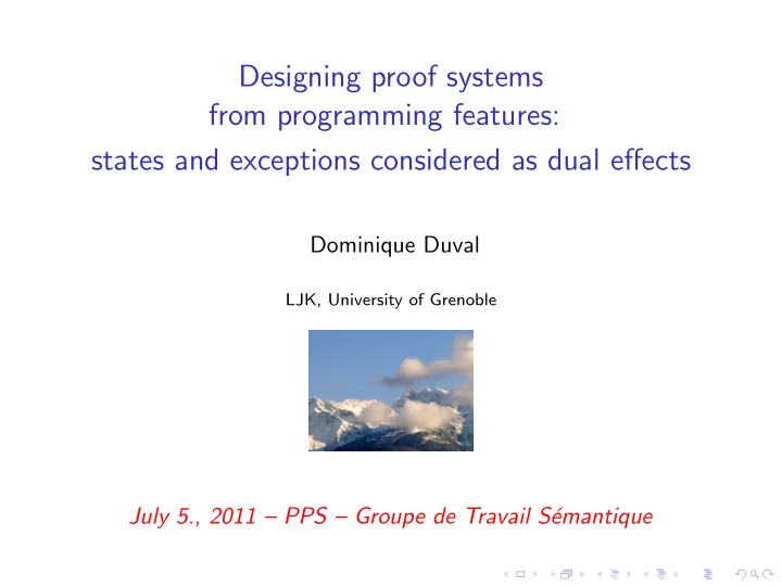 designing proof systems from programming features states
