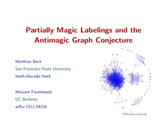 Partially Magic Labelings and the  Antimagic Graph Conjecture  Matthias Beck  San Francisco State