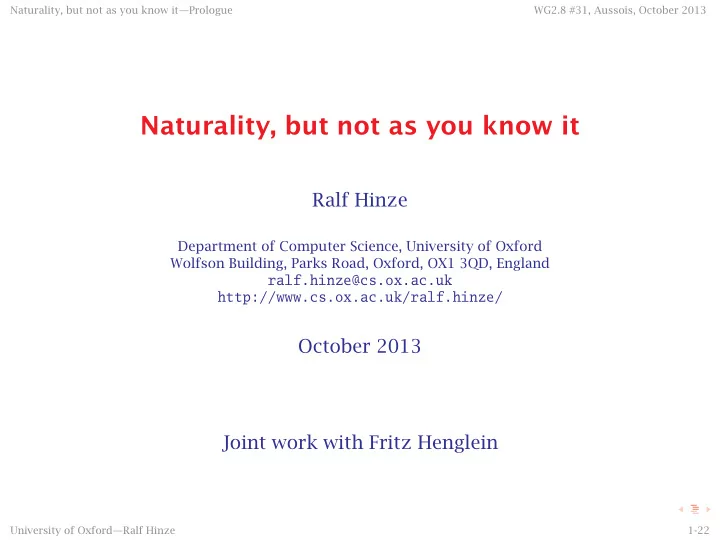 naturality but not as you know it