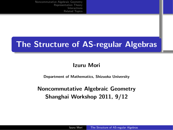 the structure of as regular algebras