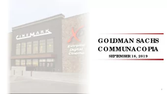 GOL  DMAN SACHS  COMMUNACOPIA  SE  PT  E  MBE  R 18, 2019  1  F  ORWARD L  OOKING ST  AT  E  ME  NT