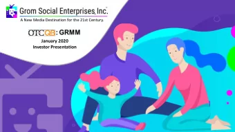 January 2020  Investor Presentation  Disclaimers / Statements  Disclaimer This document is based on