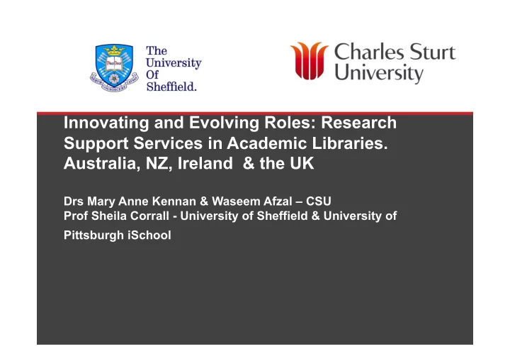 innovating and evolving roles research support services