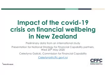 Impact of the covid-19  crisis on financial wellbeing  in New Zealand  Preliminary data from an