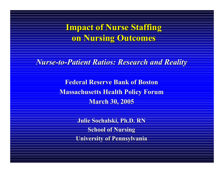 impact of nurse staffing impact of nurse staffing on