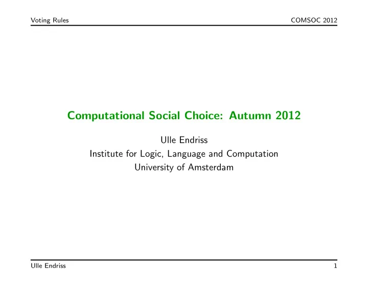computational social choice autumn 2012