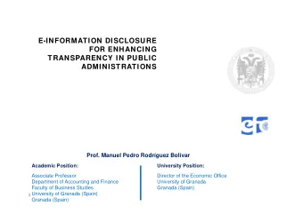 University of Granada  Prof. Manuel Pedro Rodrguez Bolvar  Academic Position:  University