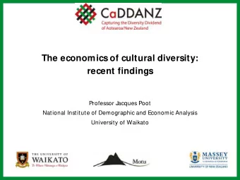 The economics of cultural diversity:  recent findings  Professor Jacques Poot  National Institute