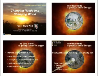 Changing Needs in a  Changing World  Part I:  Chris Wild  Department of Statistics  University of