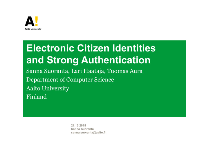 electronic citizen identities and strong authentication