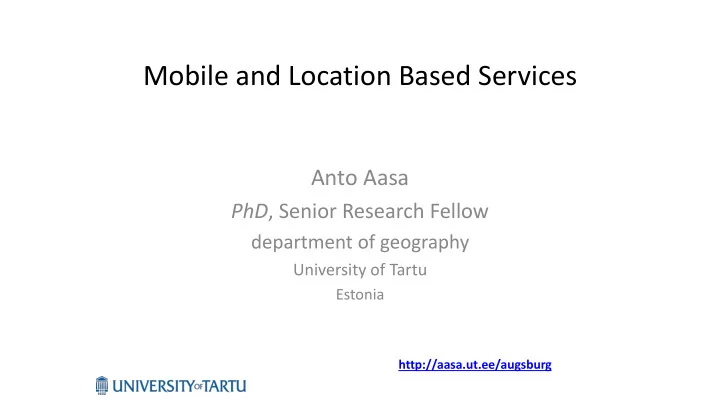mobile and location based services
