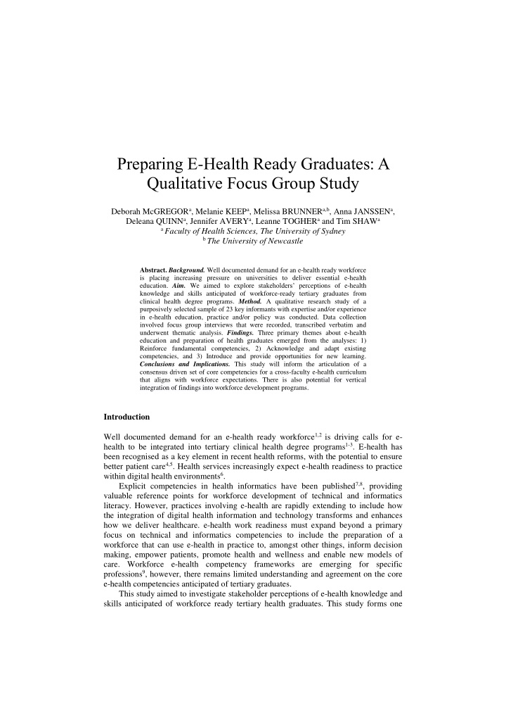 preparing e health ready graduates a qualitative focus